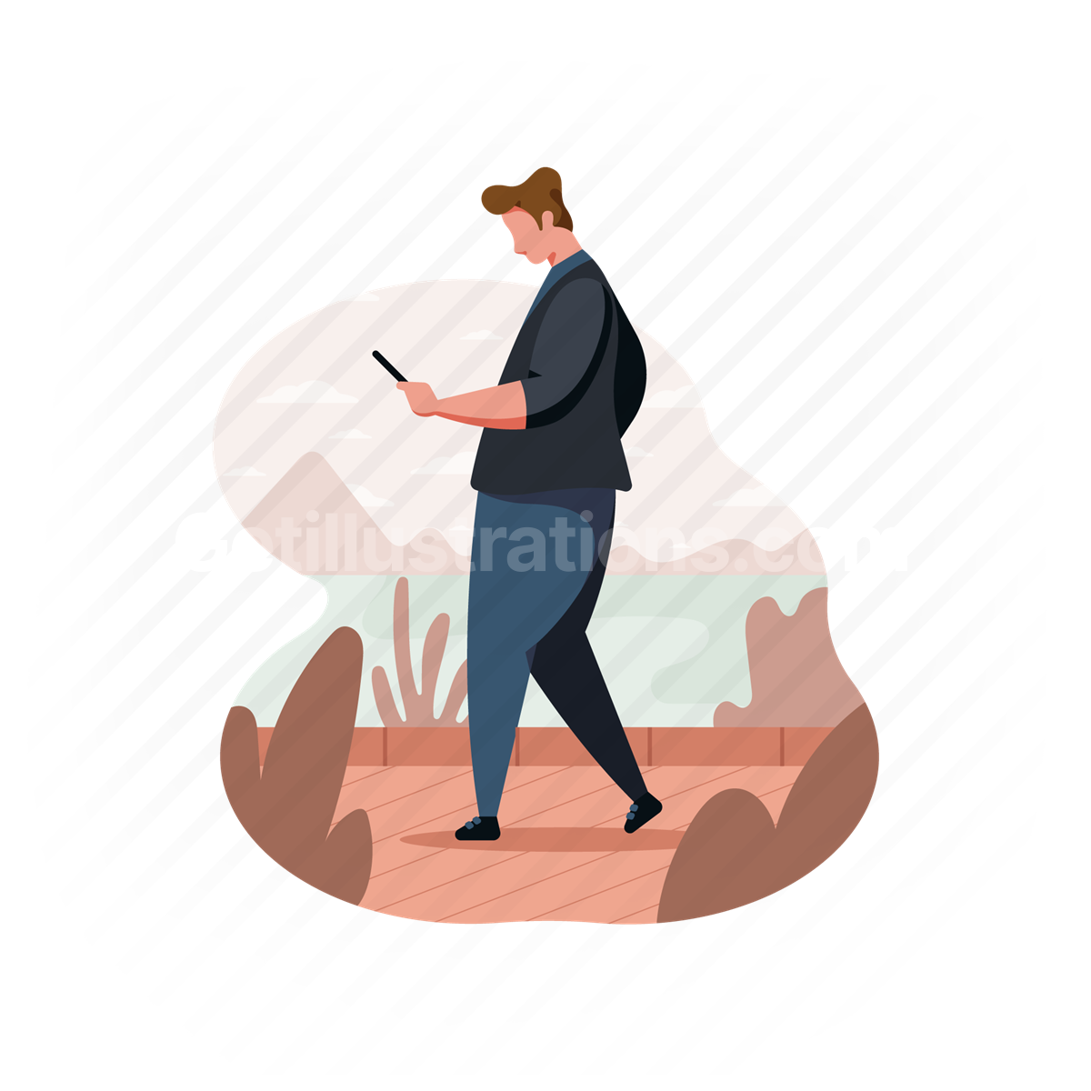 man, outdoors, mountain, smartphone